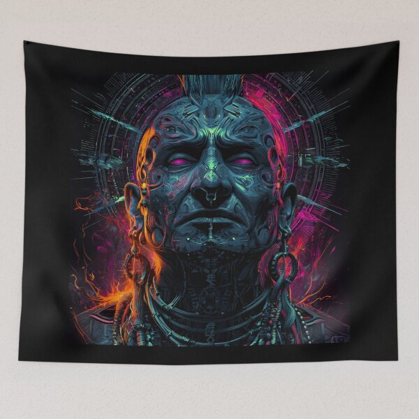 Item preview, Psychedelic Cyber Deity Techno Mask designed and sold by DarkSpaceVibes.