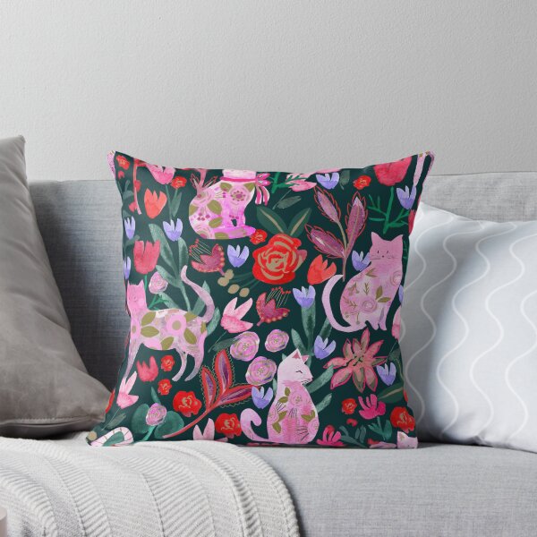 Item preview, Folksy Watercolor Cats &Bold Florals - Eclectic Craft Maximalism look designed and sold by aneladesigns.