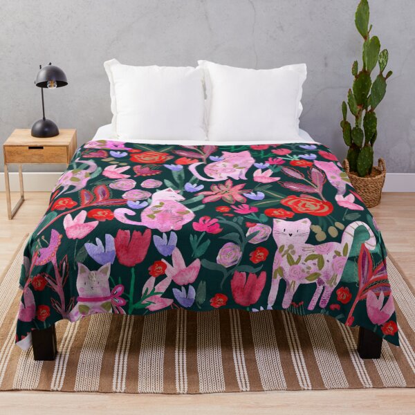 Item preview, Folksy Watercolor Cats &Bold Florals - Eclectic Craft Maximalism look designed and sold by aneladesigns.