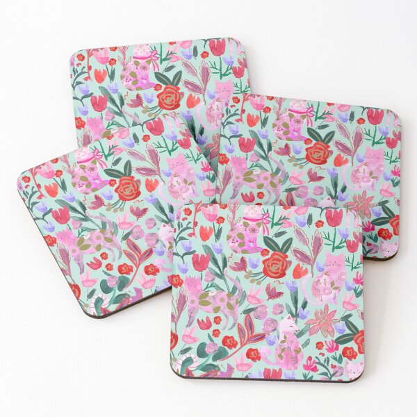 Item preview, Folksy Watercolor Cats &Bold Florals - Eclectic Craft Maximalism look designed and sold by aneladesigns.