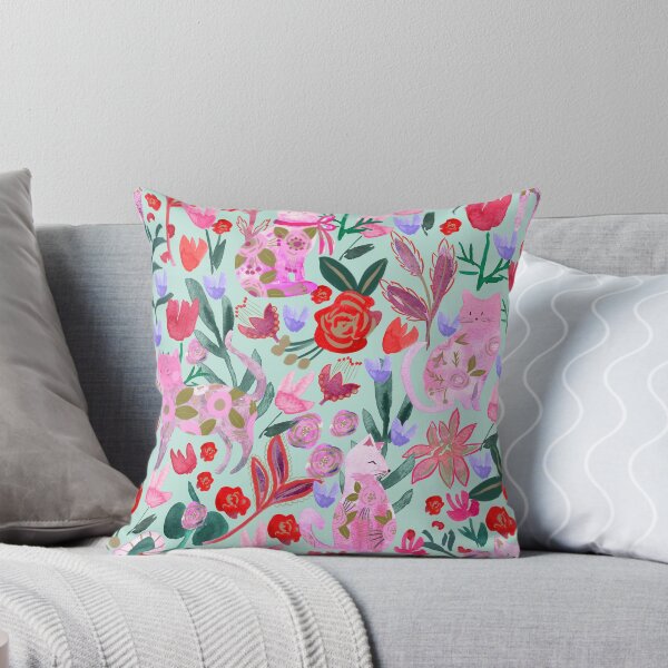 Item preview, Folksy Watercolor Cats &Bold Florals - Eclectic Craft Maximalism look designed and sold by aneladesigns.