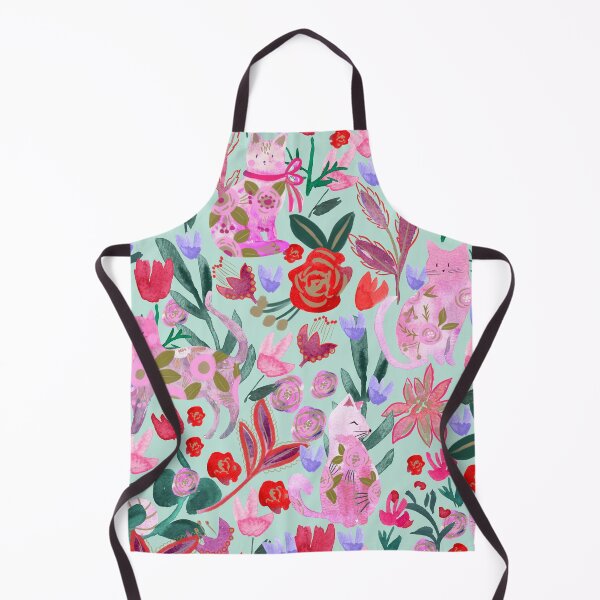 Item preview, Folksy Watercolor Cats &Bold Florals - Eclectic Craft Maximalism look designed and sold by aneladesigns.