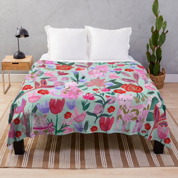 Item preview, Folksy Watercolor Cats &Bold Florals - Eclectic Craft Maximalism look designed and sold by aneladesigns.