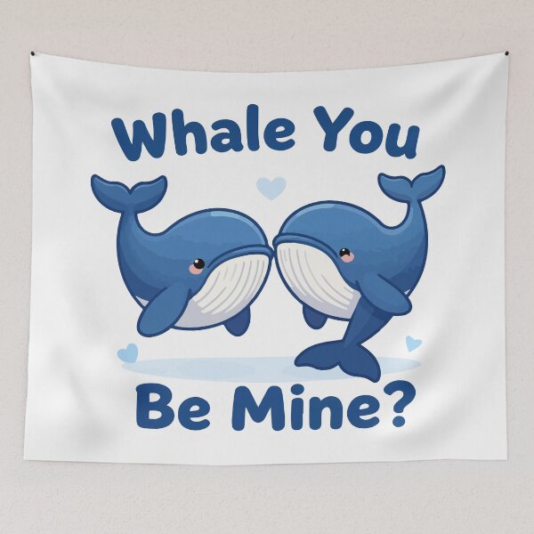 Item preview, Whale You Be Mine - Cute Whale Pun Valentine's Day Couple Illustration designed and sold by Design-Pro-21.