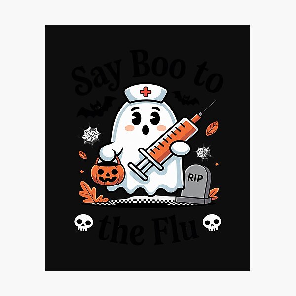 Item preview, Nurse Ghost Halloween Vaccine Say Boo to The Flu designed and sold by trinfhri.