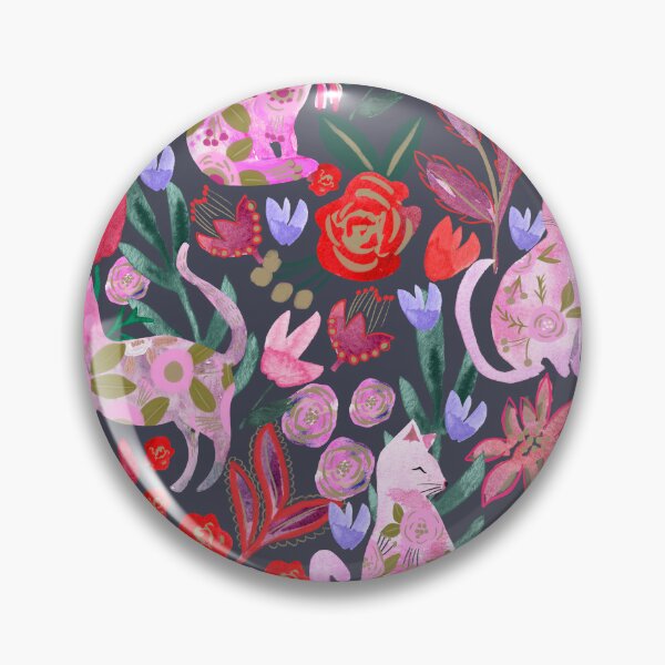 Item preview, Folksy Watercolor Cats &Bold Florals - Eclectic Craft Maximalism look designed and sold by aneladesigns.