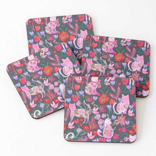 Item preview, Folksy Watercolor Cats &Bold Florals - Eclectic Craft Maximalism look designed and sold by aneladesigns.