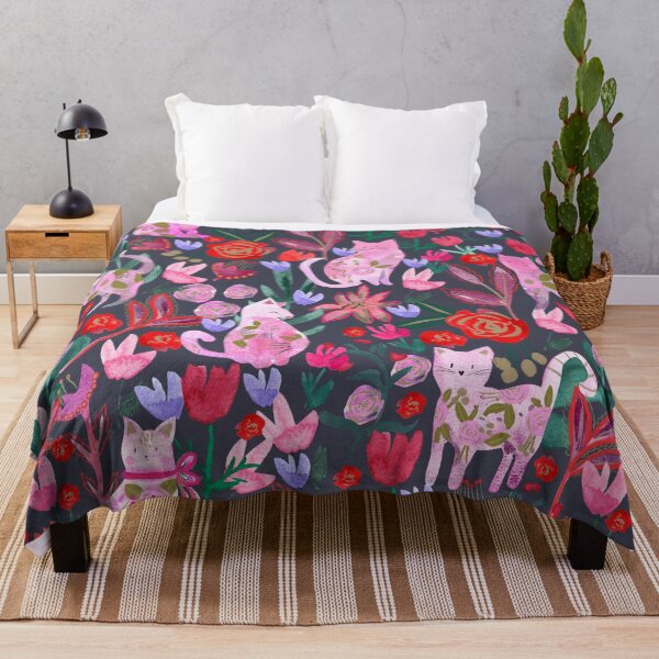 Item preview, Folksy Watercolor Cats &Bold Florals - Eclectic Craft Maximalism look designed and sold by aneladesigns.