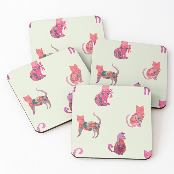 Item preview, Folksy Watercolor Cats &Bold Florals - Eclectic Craft Maximalism look designed and sold by aneladesigns.