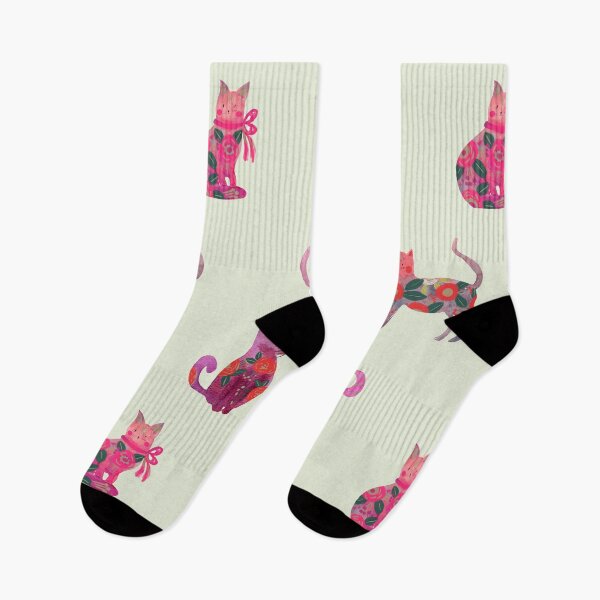 Item preview, Folksy Watercolor Cats &Bold Florals - Eclectic Craft Maximalism look designed and sold by aneladesigns.