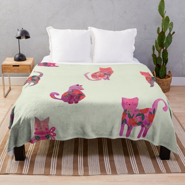 Item preview, Folksy Watercolor Cats &Bold Florals - Eclectic Craft Maximalism look designed and sold by aneladesigns.