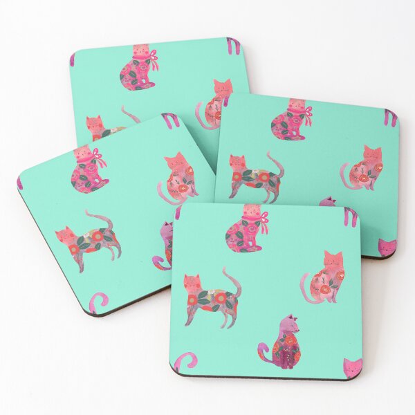 Item preview, Folksy Watercolor Cats &Bold Florals - Eclectic Craft Maximalism look designed and sold by aneladesigns.