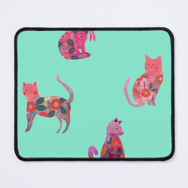 Item preview, Folksy Watercolor Cats &Bold Florals - Eclectic Craft Maximalism look designed and sold by aneladesigns.