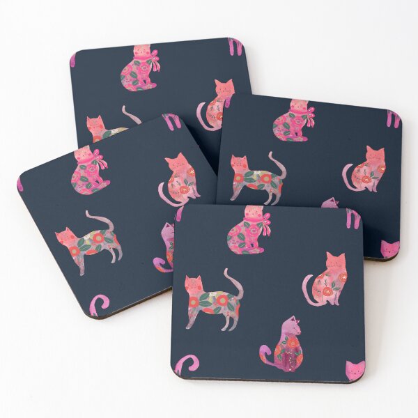 Item preview, Folksy Watercolor Cats &Bold Florals - Eclectic Craft Maximalism look designed and sold by aneladesigns.
