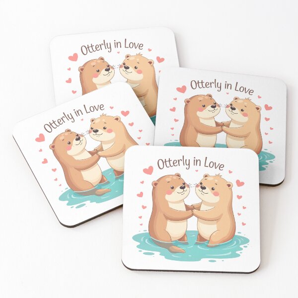 Item preview, Otterly In Love - Cute Otter Couple Holding Hands Funny Valentine Pun designed and sold by Design-Pro-21.