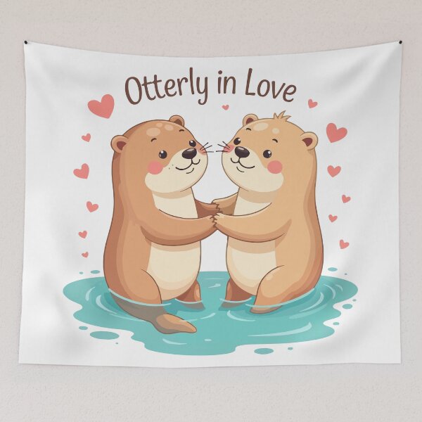 Item preview, Otterly In Love - Cute Otter Couple Holding Hands Funny Valentine Pun designed and sold by Design-Pro-21.