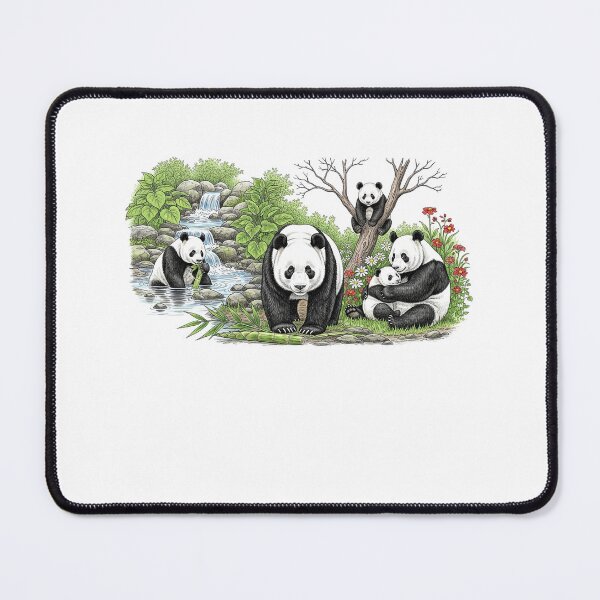 Item preview, Giant Panda Family at Tropical Waterfall designed and sold by TeeARTHY.