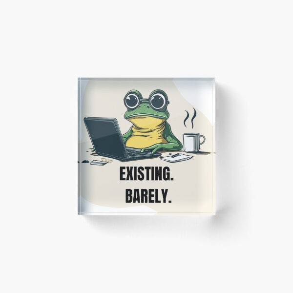 Item preview, Existing Barely Frog Meme – Relatable Office Burnout Funny Cartoon designed and sold by MiraLumeStudio.