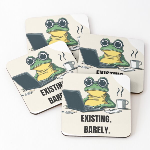 Item preview, Existing Barely Frog Meme – Relatable Office Burnout Funny Cartoon designed and sold by MiraLumeStudio.