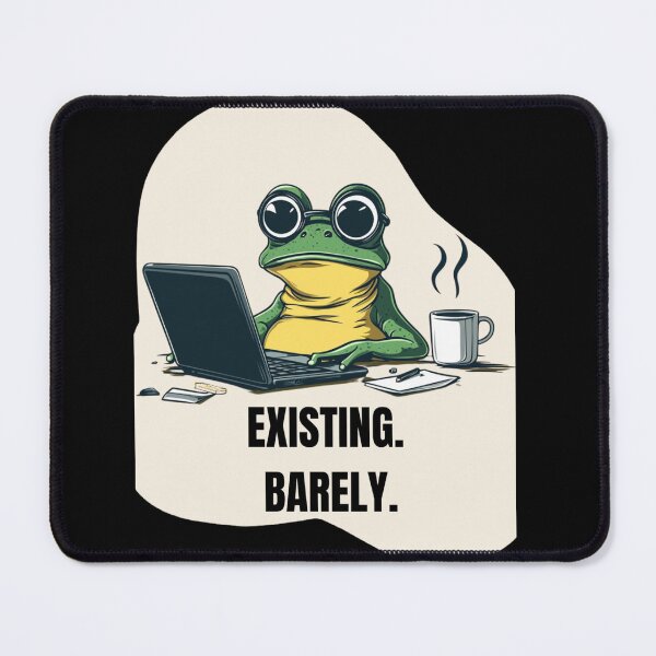 Item preview, Existing Barely Frog Meme – Relatable Office Burnout Funny Cartoon designed and sold by MiraLumeStudio.