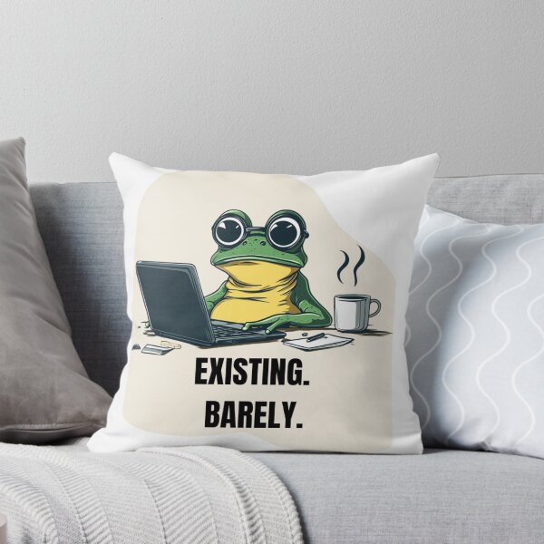 Item preview, Existing Barely Frog Meme – Relatable Office Burnout Funny Cartoon designed and sold by MiraLumeStudio.