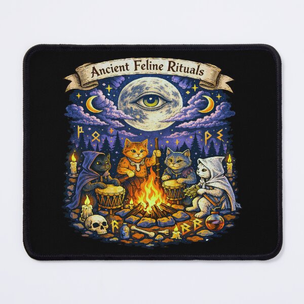 Item preview, Ancient Feline Rituals Mystical Cat Campfire designed and sold by TeeARTHY.