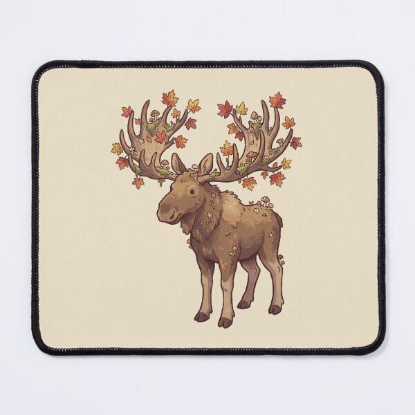 Item preview, Oak Moose Illustration with Autumn Leaves, Mushrooms and Cottagecore Forest Vibes designed and sold by Magnificent Lizard.