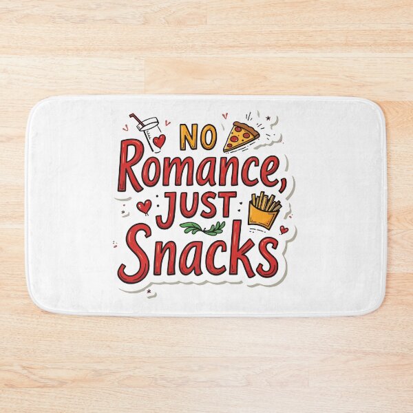 Item preview, No Romance Just Snacks - Funny Anti-Valentine Foodie Quote - Hand-Drawn Pizza & Fries designed and sold by Design-Pro-21.