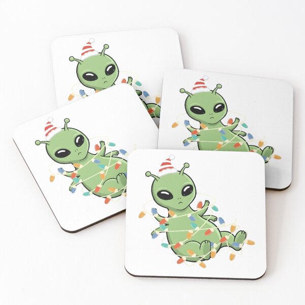 Item preview, Cute Alien Got Stuck in Christmas Lights | Funny Holiday Illustration designed and sold by Senkov.