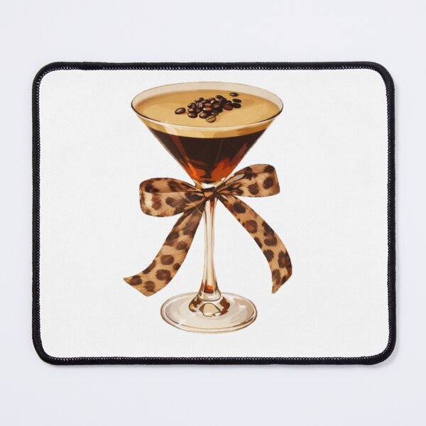 Item preview, Espresso Martini Glass with Leopard Bow – Retro Chic Print designed and sold by ISLASOLANA .