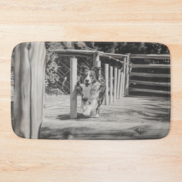 Item preview, A lively Australian Shepherd dog weaving through an agility course, Dogs in Motion designed and sold by CDC40.