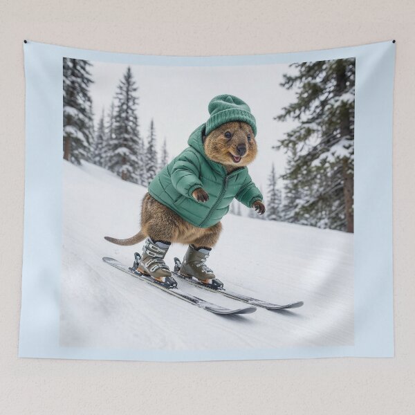 Item preview, Happy Quokka Downhill Skiing designed and sold by Tridentulus.