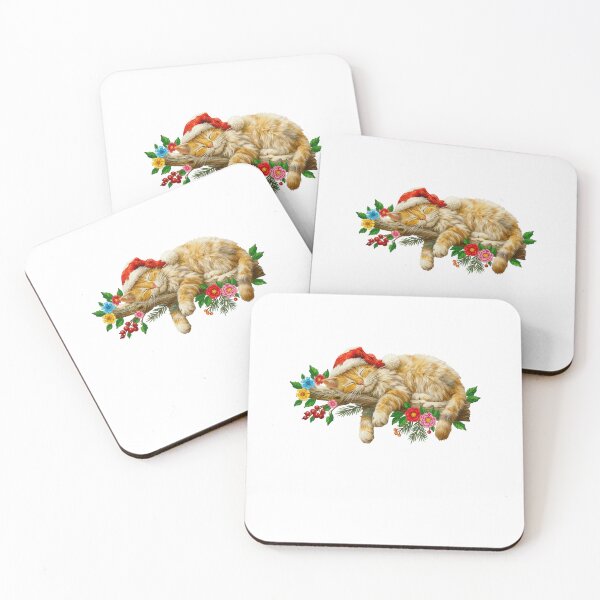 Item preview, Cute Sleeping Ginger Cat with Santa Hat Winter designed and sold by TeeARTHY.