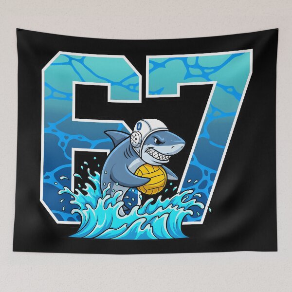 Item preview, Water Polo Shark 6 and 7 Kids Funny Jersey Number Sports designed and sold by DrawHandArt.