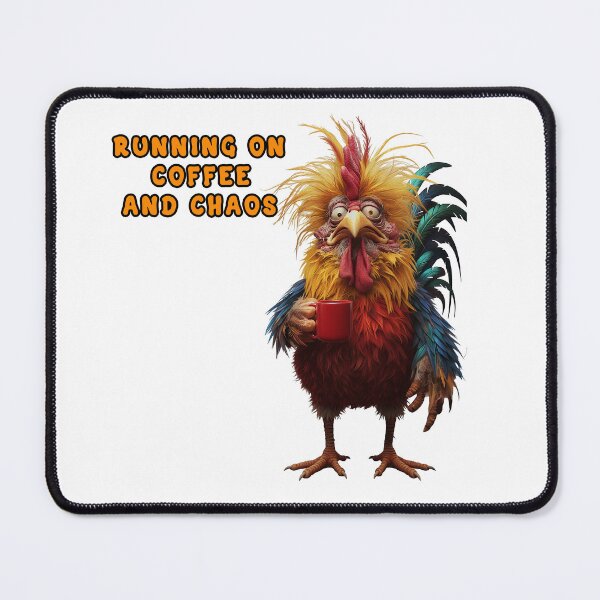 Item preview, Running on Coffee and Chaos Funny Rooster Meme designed and sold by TeeARTHY.