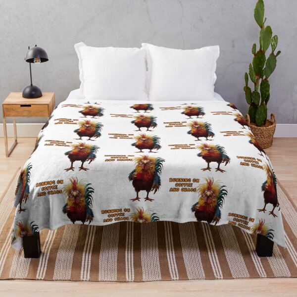 Item preview, Running on Coffee and Chaos Funny Rooster Meme designed and sold by TeeARTHY.
