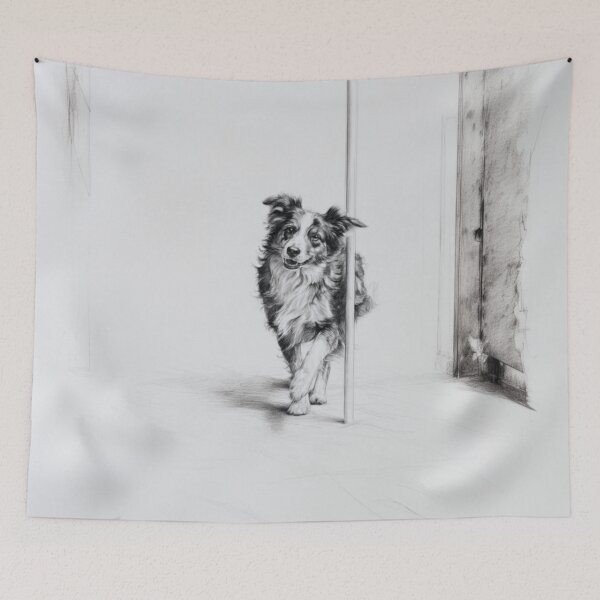 Item preview, A lively Australian Shepherd dog weaving through an agility course, Dogs in Motion designed and sold by CDC40.