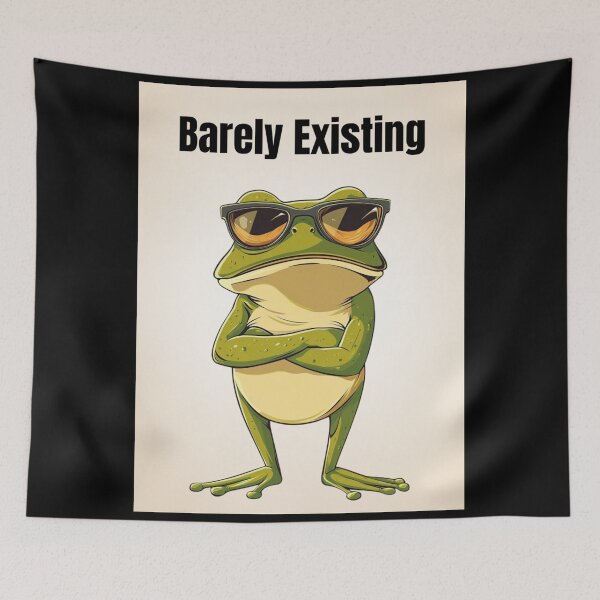Item preview, Barely Existing Frog Meme – Funny Sarcastic Burnout Cartoon Design designed and sold by MiraLumeStudio.