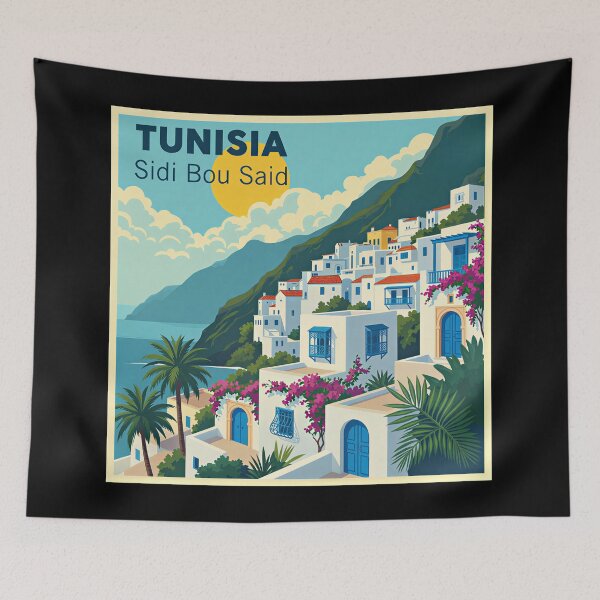 Item preview, A Nostalgic Classic Travel Poster – Tunisia Sidi Bou Said designed and sold by Blok45.