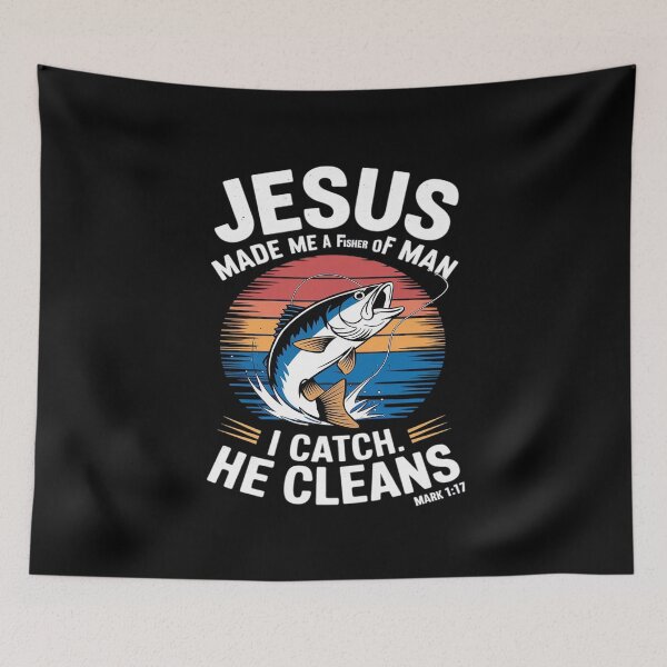 Item preview, Jesus Made Me Fisher Of Man Christian I Love Fishing  designed and sold by MarryIsMonth.