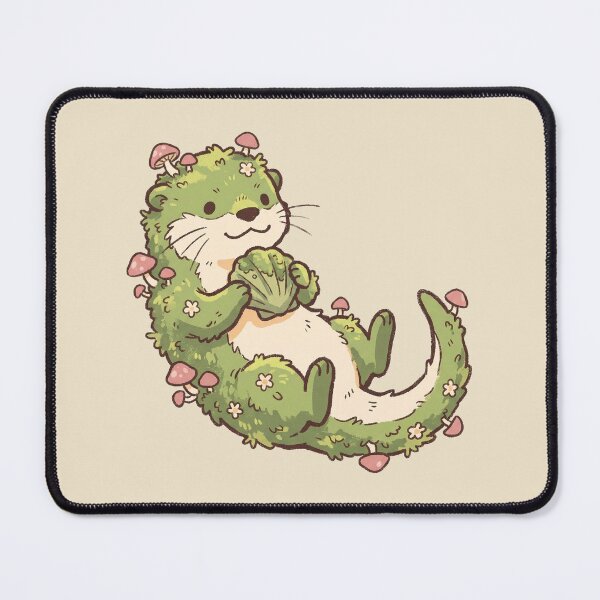 Item preview, Mossy Otter Cute Green Botanical Animal with Mushrooms and Shell designed and sold by Magnificent Lizard.