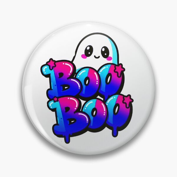 Item preview, Cute Kawaii Ghost Boo Boo Graffiti Sticker - Pastel Blue & Pink Aesthetic designed and sold by MESSY-MIND.