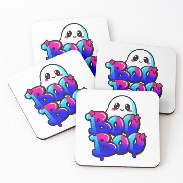 Item preview, Cute Kawaii Ghost Boo Boo Graffiti Sticker - Pastel Blue & Pink Aesthetic designed and sold by MESSY-MIND.