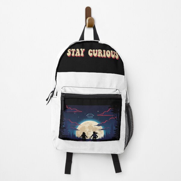 Item preview, STAY CURIOUS: Retro 80s Adventure Silhouette Poster (Neon Minimal) designed and sold by INNER WINNER YOU.