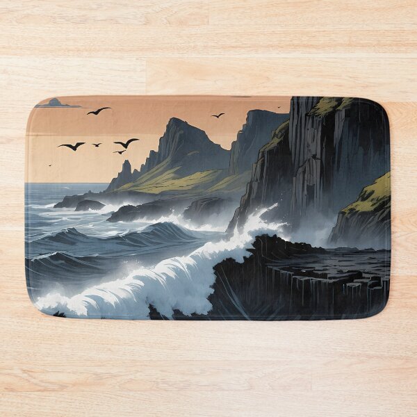 Item preview, Waves Crashing Against Black Rocks designed and sold by HorizonHues.