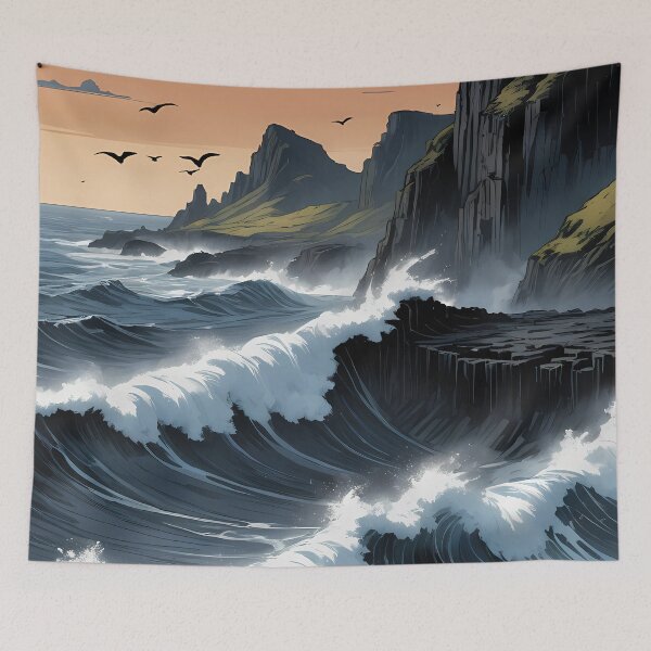 Item preview, Waves Crashing Against Black Rocks designed and sold by HorizonHues.