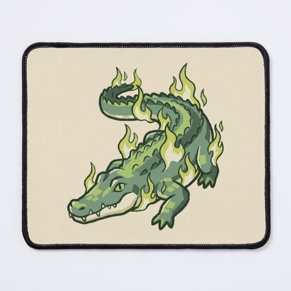 Item preview, Fire Crocodile Green Burning Reptile, Cartoon Alligator in Flames designed and sold by Magnificent Lizard.