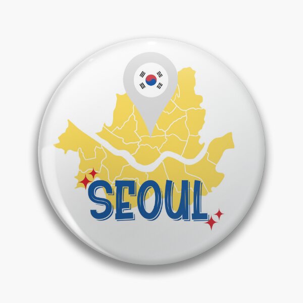 Item preview, Navigating Seoul: Minimal Map with Cultured Flag Pin designed and sold by QuoteCanvas.TH.