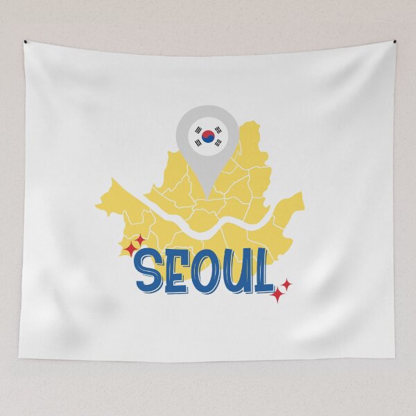 Item preview, Navigating Seoul: Minimal Map with Cultured Flag Pin designed and sold by QuoteCanvas.TH.