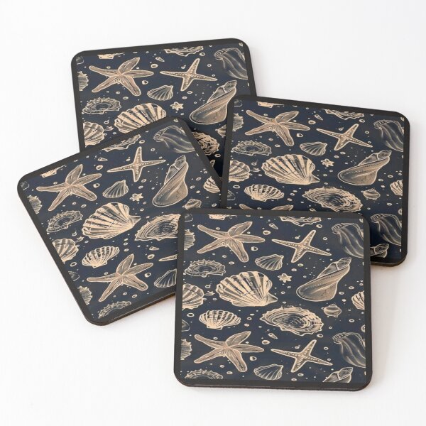 Item preview, Beautiful Golden Seashells Pattern Design  designed and sold by NivyasArtistry.
